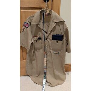 Vintage Boy Scouts Of America Uniform Shirt With Patches and Cub Blue Belt Mint